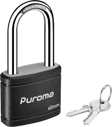 Puroma Candado con Llave con 2 Llaves Iguales, Candado de Casillero de 1.8 Pulgadas (40mm) Candados de Alta Resistencia para Puerta, Valla, Cerrojo,