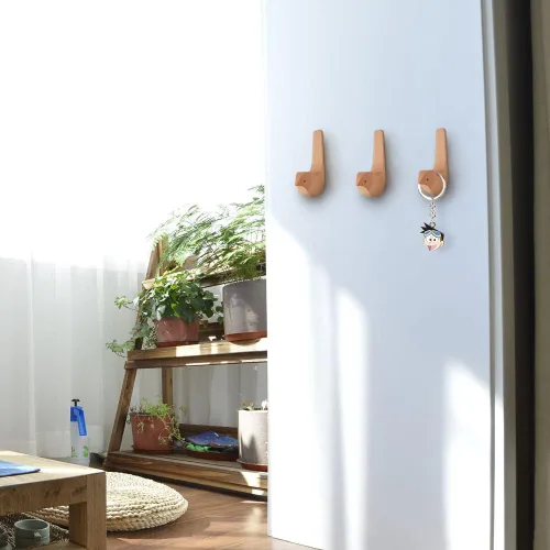 Miniatura 8 de Ganchos de pared de pájaros de grano de madera, ganchos para colgar en la pared, paquete de 3