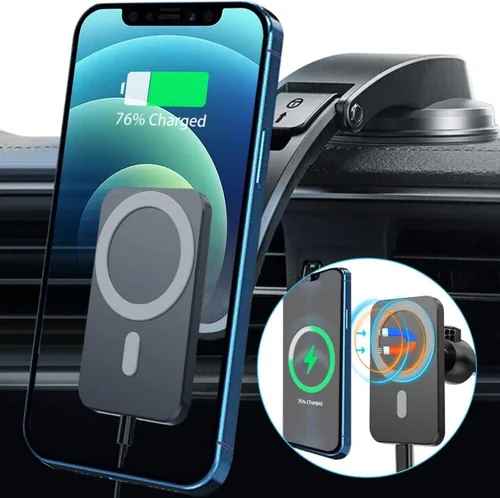 Cargador de coche inalámbrico magnético de 15 W para iPhone 16/15/14/13/12 Pro Max/Mag-Safe, soporte de carga rápida Qi, soporte de teléfono de
