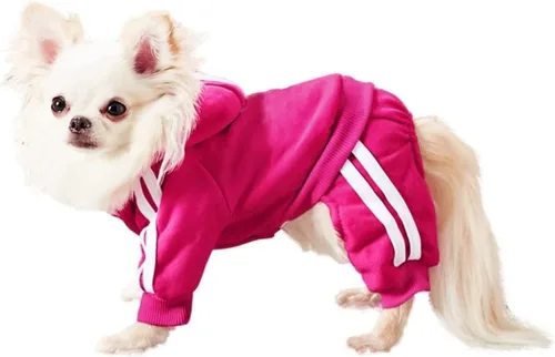 Miniatura 6 de MeowWow Sudadera con Capucha para Cachorro Perro Pequeño Suéter 4 Patas Perros Mono Sudadera de Forro Polar Conjunto para Mascota Ropa de Invierno