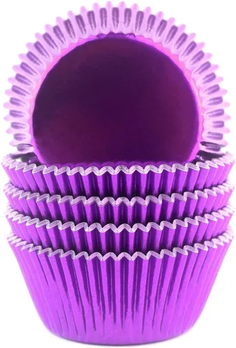 Miniatura 9 de Moldes de aluminio para cupcakes para fiesta de Halloween, tazas para hornear estándar, 100 unidades (negro)