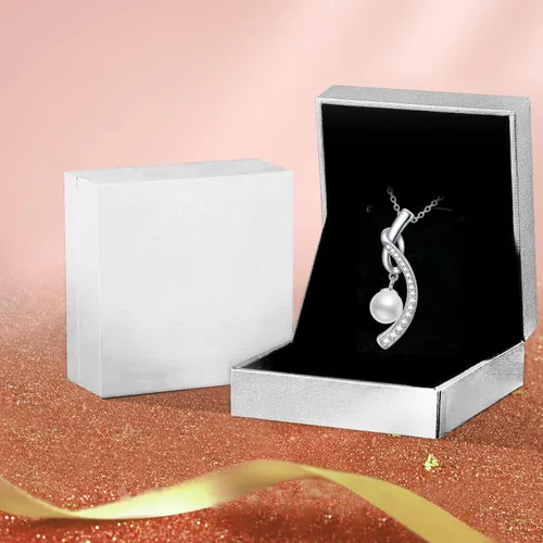Miniatura 6 de Zoeniya Half Infinity - Collar con colgante de perlas cultivadas de agua dulce blanca auténtica de plata de ley s925 y circonita cúbica, diseño