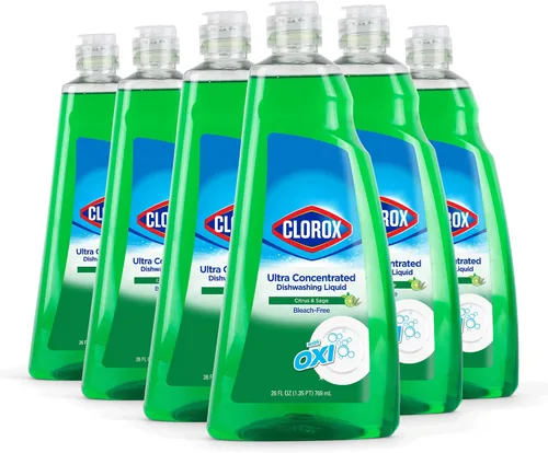 Miniatura 9 de Clorox Jabón líquido ultra concentrado para platos con OXI, aroma a flor de manzana, detergente para lavavajillas probado por dermatólogos sin