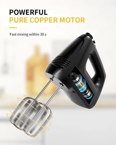Miniatura 3 de SHARDOR Batidora de mano eléctrica, 6 velocidades y turbo, mezclador eléctrico de mano, estuche de almacenamiento a presión, 5 accesorios de acero