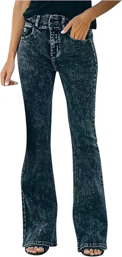 Jean Pants for Women Cut up Pocket Women's Trousers Flared Wide Button Skinny Leg High Waist Jeans 2022 Jeans