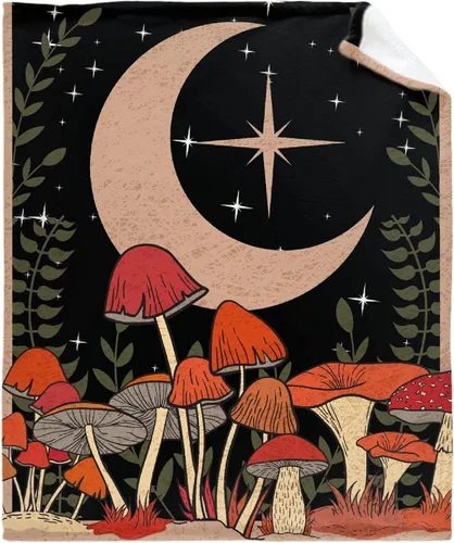 Manta de hongos, ultra suave, cálida y ligera, de franela de forro polar con microhongos, para cama, sofá, regalo de viaje, decoración de hongos