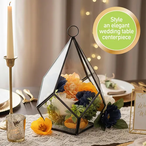 Miniatura 3 de D'Eco - Centro de mesa con forma de lágrima de cristal (6 x 6 x 7 pulgadas), terrario para mesa o colgante, decoración de primavera para el hogar