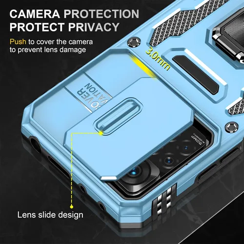 Miniatura 3 de Wefor XiaoMi RedMi Note 11 (4G) - Funda con cubierta para cámara deslizante, soporte de anillo magnético de 360° mejorado grado militar a prueba