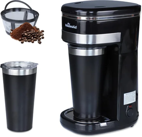 Miniatura 9 de Cafetera, Cafetera de Una Sola Porción, Cafetera de Una Taza con Filtro Reutilizable y Botón de Control de Un Solo Toque, Cafetera Portátil