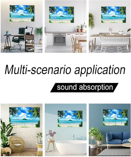 Miniatura 3 de YPY Paneles acústicos decorativos insonorizados: arte de pared absorbente de sonido, paneles de pared con cancelación de ruido, tratamientos Playa
