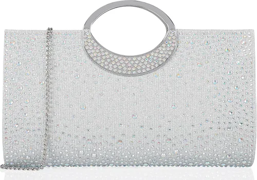 Miniatura 2 de Dexmay - Bolso de mano con diamantes de imitación con asa de cristal para boda, fiesta, elegante bolso de mano para mujer