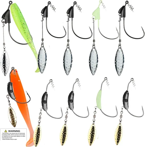 10 unidades/caja (2 modelos mezclados) jig heads Swimbait anzuelos de pesca, gusanos Senko suave cebo con anzuelos con peso de plomo/cuchillas