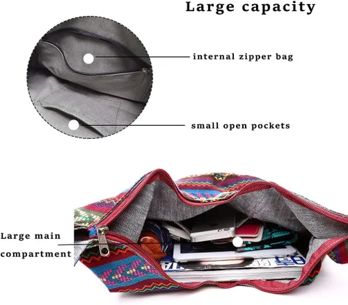 Miniatura 3 de WITERY Bolso bandolera para mujer, bolso de hombro grande, bolso de compras, bolso de mano con cremallera, bolso de mensajero