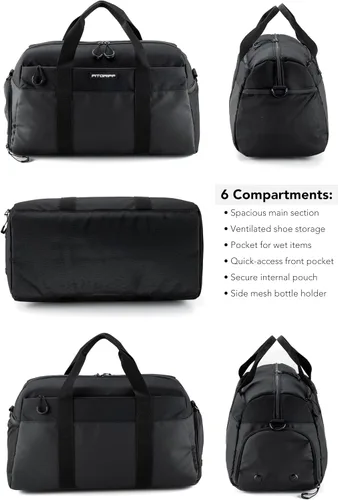 Miniatura 6 de Fitgriff Bolsa de gimnasio V2 para hombres y mujeres con compartimento para zapatos y artículos húmedos, bolsa de lona para viajes, deportes