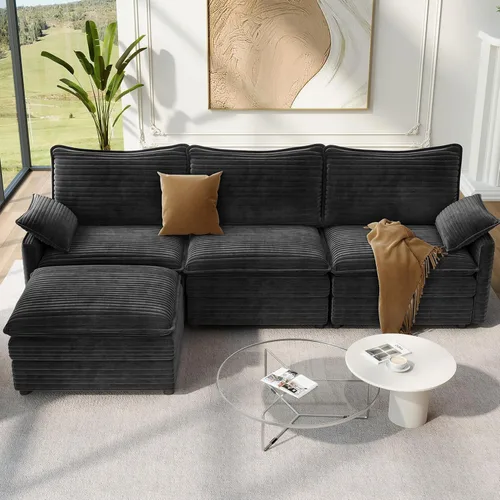 Miniatura 83 de Vesgantti 2 Piece Loveseat & 3 Seater Sofa Set, Modular Cloud Couch, Beige