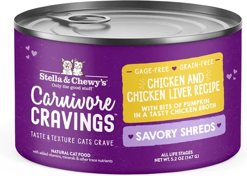 Miniatura 18 de Stella & Chewy's Carnivore Cravings Savory Shreds - Comida húmeda para gatos - Fórmula de alta humedad con pollo premium sin jaula y carne de res