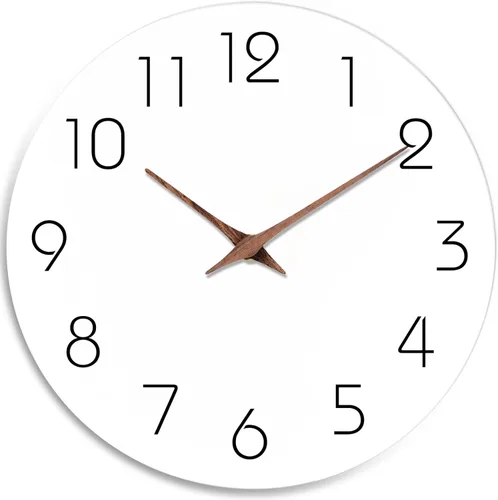 Mosewa Reloj de pared con pilas, de 8 pulgadas, blanco, silencioso, sin tictac, simple, minimalista, de madera, decorativo, para cocina, baño,