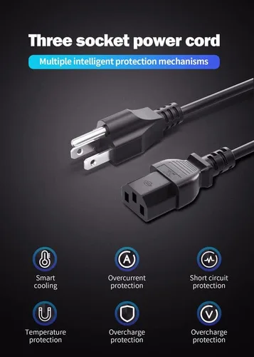 Miniatura 4 de Cable de alimentación para monitor de 3 clavijas, cable de alimentación de computadora de 4 pies (3.9 ft) para monitor Samsung, LG, HP, AOC, Acer