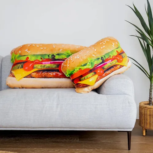 Miniatura 3 de Much Comfort Almohada Decorativa 3D de Hamburguesa con Queso Jugosa de 23" - Hecha con Tela Súper Suave y Ultra Premium - Linda, Cómoda, de Felpa