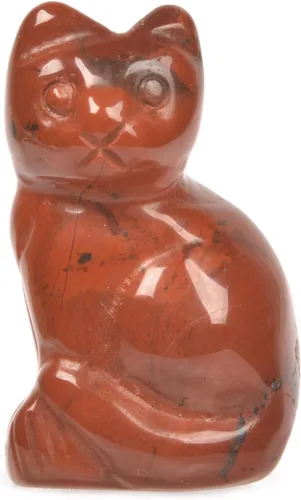 Miniatura 14 de Justinstones Escultura de gato tallada de cristal de cuarzo, estatua de gato de animal gatito de 1.181 in, mini figura de gato sentado de cristal
