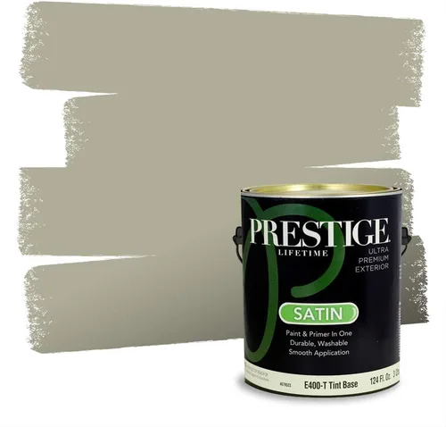 Miniatura 116 de Prestige Paints - Pintura exterior e imprimación en uno, 1 galón, plano, compatibilidad comparable con el color menta «Whipped Mint» de Behr
