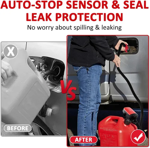 Miniatura 2 de Bomba de transferencia de combustible Aoteda alimentada por batería con sensor de parada automática, protección contra fugas (2.4 GPM), manguera