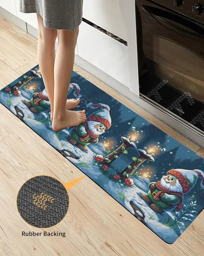 Miniatura 3 de Tapete de baño de gnomos de Navidad para bañera, antideslizante, de secado rápido y absorbente, tierra de diatomeas, fregadero, dormitorio, cocina