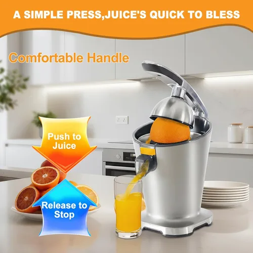Miniatura 8 de NEWBULIG Exprimidor eléctrico de cítricos, exprimidor automático de naranja con mango de agarre suave, máquinas extractoras de jugo de naranja