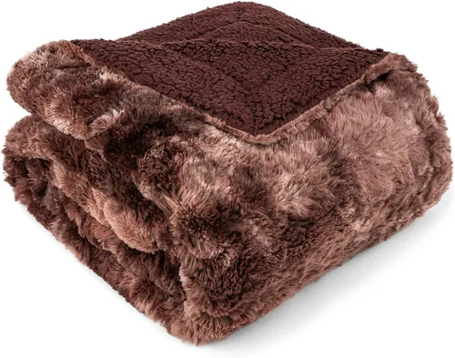 Miniatura 20 de PAVILIA - Manta de piel sintética reversible con diseño tie-dye color negro, suave, mullida y cálida, mantas y cobijas de sherpa para cama, manta