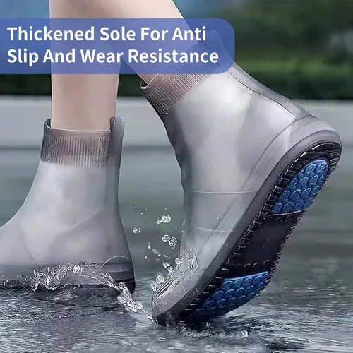 Miniatura 5 de Fundas impermeables para zapatos, protectores de zapatos engrosados antideslizantes, reutilizables, plegables, cubiertas para zapatos para lluvia