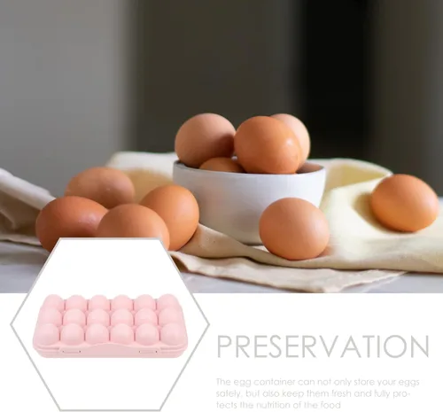 Miniatura 2 de Angoily Cartón de huevos, soporte apilable para huevos para refrigerador, almacenamiento de plástico1, bandejas de almacenamiento rosa de cocina