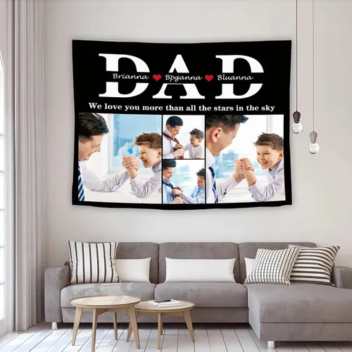 Miniatura 7 de Tiirreez Regalos para el día del padre, tapiz personalizado con texto fotográfico, regalos para papá de hija, hijo, esposa, tapiz personalizado