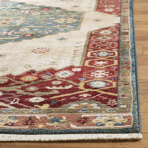 Miniatura 4 de SAFAVIEH Kashan Collection - Alfombra de pasillo, 2 pies 6 pulgadas x 8 pies, azul y rojo, diseño oriental tradicional, no desprende pelusa