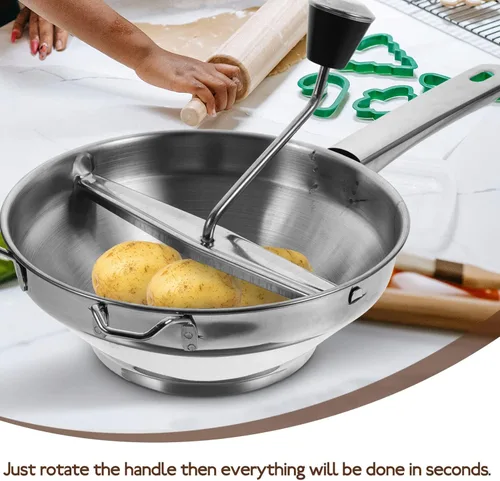 Miniatura 4 de PRETYZOOM Prensador manual de papas de acero inoxidable, herramienta de cocina, manivela, molino de alimentos para puré de papas, batatas