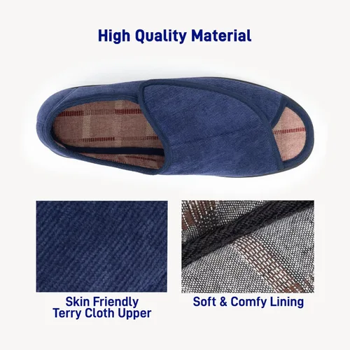 Miniatura 8 de Pantuflas para diabéticos con punta abierta para hombres, extra anchas, espuma viscoelástica, puntera abierta, antideslizantes, para personas
