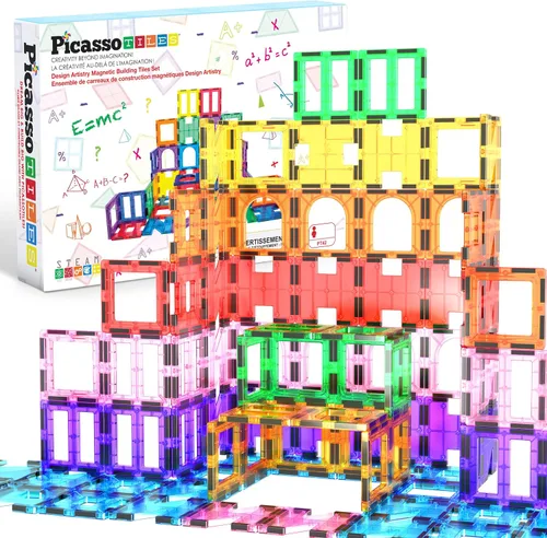 Miniatura 9 de PicassoTiles Bloques de construcción magnéticos con azulejos y click-in, artes gráficas educativas, juego de construcción de imán, juego