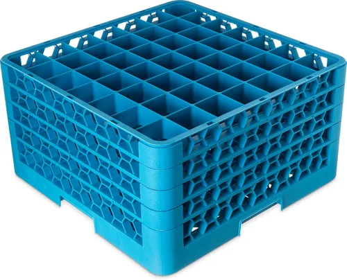 Miniatura 95 de Carlisle FoodService Products RG9-214 OptiClean Estante de vidrio con 9 compartimentos con 2 extensores, 7.12 pulgadas, polipropileno, azul