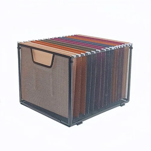 Organizador de archivos colgante de malla metálica, caja de archivos para oficina/escuela/hogar, negro