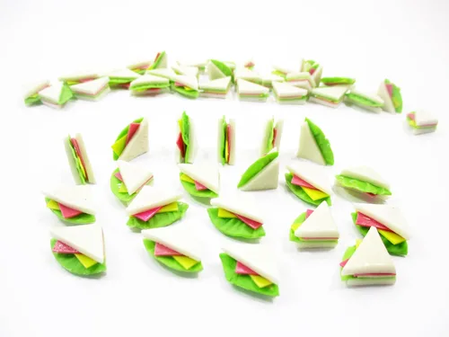 Miniatura 4 de 20 sándwich de queso panadería casa de muñecas comida en miniatura Art Deco Suministro de casa de muñecas - 3596 Handmade clay cheese sandwiches