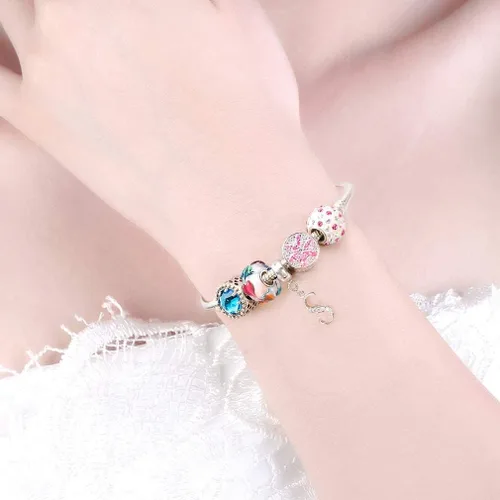 Miniatura 6 de Abalorios de cristal de Murano auténticos dijes de plata de ley 925 con núcleo de flor roja, corazón rosa, cuentas de vidrio blancas y amarillas