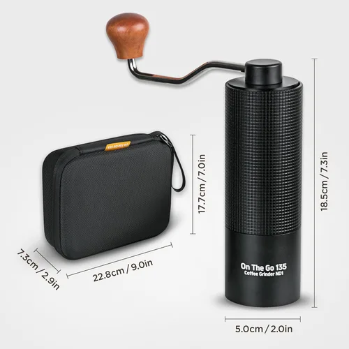 Miniatura 4 de Molinillo de café manual, rebaba cónica de acero inoxidable con ajuste ajustable, doble rodamiento, capacidad máxima de 0.88 onzas, molinillo