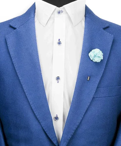 Miniatura 2 de Knighthood Broche de solapa con diseño de flor azul cielo, para regalo, boda, fiesta, camisa, collar, accesorios para hombre, Metal