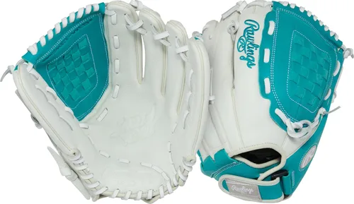 Miniatura 8 de Rawlings Guante de sóftbol juvenil Shut Out Negro/Blanco Web de barra doble de poste único