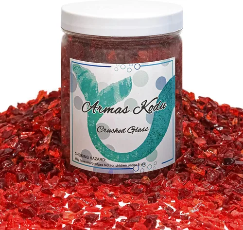 Vidrio triturado rojo de 1.5 libras para arte y manualidades de resina, piezas de vidrio roto grueso de 0.18 a 0.236 pulgadas, fragmentos