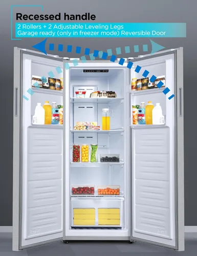 Miniatura 6 de BLACK+DECKER Refrigerador congelador convertible de 11 pies cúbicos, congelador vertical con estantes de vidrio, puerta reversible, clasificación