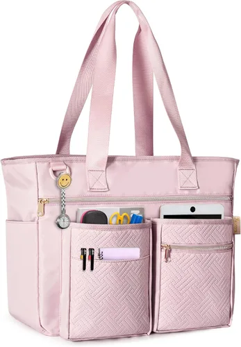 Miniatura 10 de Fasrom Bolsa de mano para profesores para mujeres de trabajo, bolsa grande para profesores con funda acolchada para laptop de hasta 15.6 pulgadas
