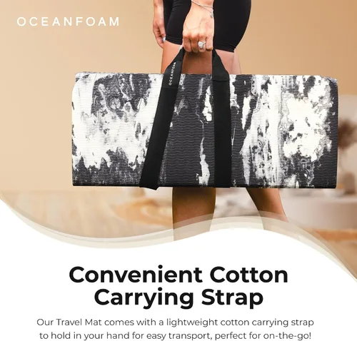 Miniatura 6 de Oceanfoam Tapete de entrenamiento de viaje, tapete de ejercicio plegable de 0.3 pulgadas de grosor para yoga, pilates y fitness, tapete