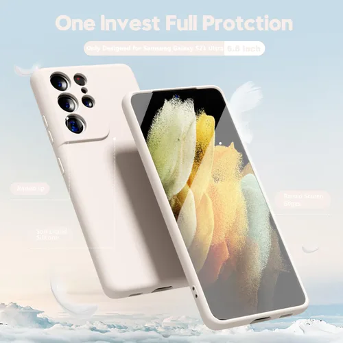 Miniatura 3 de oakxco Funda para teléfono Samsung Galaxy S21 Ultra con agarre de silicona líquida, bonita funda delgada y delgada de goma suave de TPU lisa