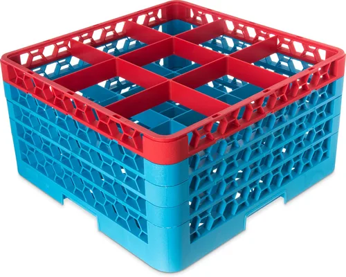 Miniatura 32 de Carlisle FoodService Products RG9-214 OptiClean Estante de vidrio con 9 compartimentos con 2 extensores, 7.12 pulgadas, polipropileno, azul