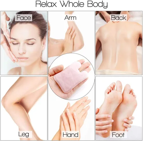 Miniatura 8 de Gua Sha Herramienta facial - Herramientas de masaje de spa para hinchazón ocular, círculo oscuro y drenaje linfático - Tabla de cuarzo rosa